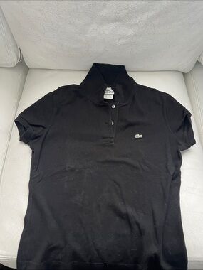 Lacoste Black Short-Sleeve Women's Polo with Crocodile Logo
